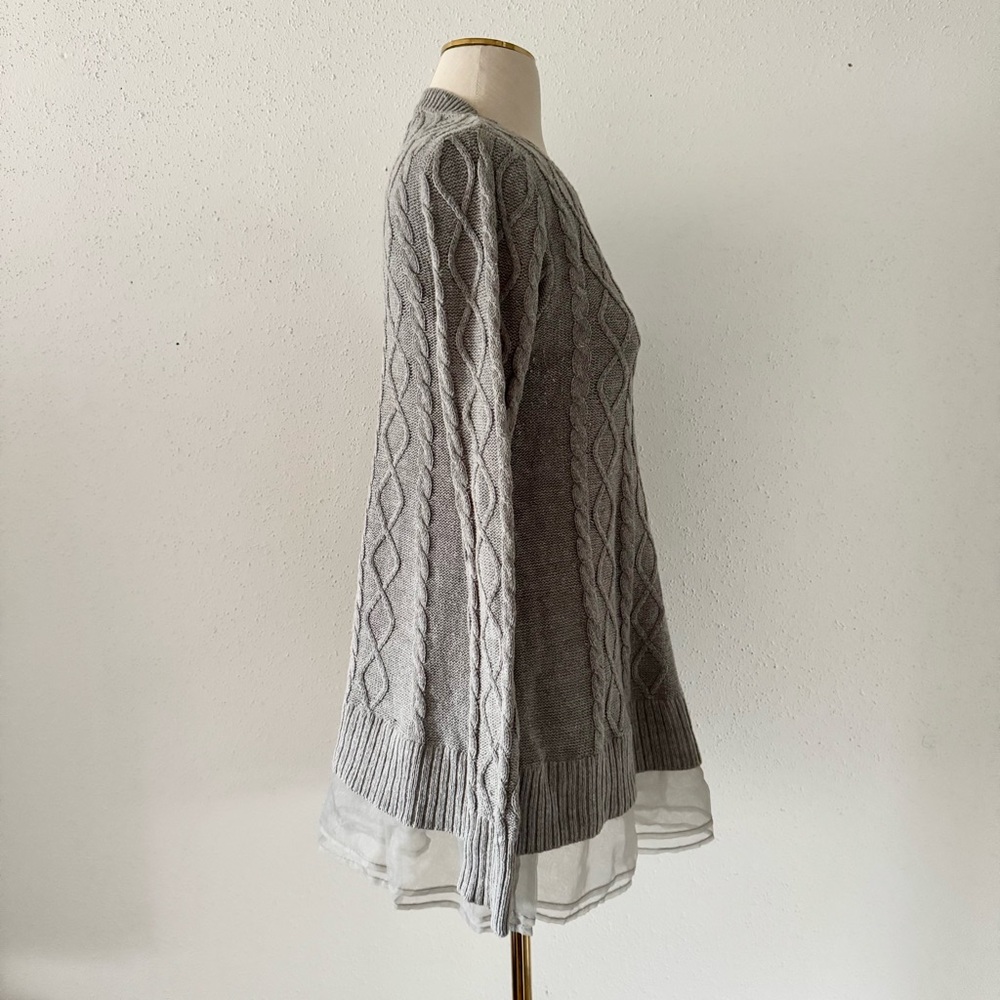 MILITARY HIPPIE Cable Knit Sweater Tunic Grey Layered Women's Size Small/Medium - Picture 5 of 7